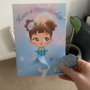 Tenha um dia mágico! Cartão de transformação de princesa em sereia – saudação pop-up interativa e divertida – aniversário ou ocasião especial – digital