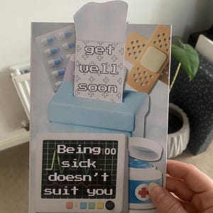 Être malade ne vous convient pas - Carte interactive de rétablissement - Tissue surprise surprise - Salutations drôles et attentionnées - Téléchargement numérique