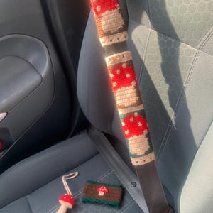 Gehaakte paddenstoel auto-accessoires set