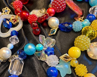 Chunky Charm Bracelets - Beaded Stretch Bracelet