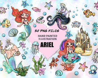 Kleine Meerjungfrau Clipart, Princesspng, Die kleine Meerjungfrau png, Meerjungfrau, Ozean, Unterwasser-Illustrationen für Sublimation & Bastelprojekte