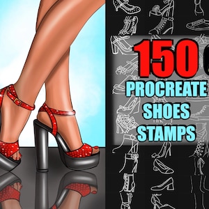 150 Procreate Shoes Stamp Brushes | Procreate High Heels Stamp | Procreate Winter Boots Stamp | Procreate Sneakers