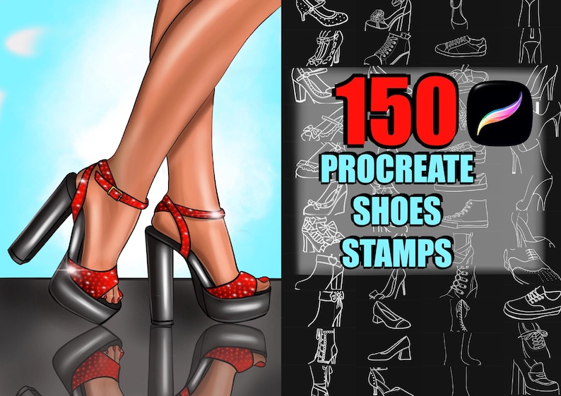 Procreate Legs 150 Procreate Shoes Stamp Brushes | Procreate High Heels Stamp ...