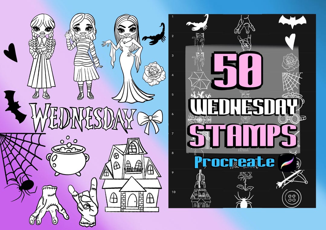 50 Gothic Procreate Stamps – Spooky & Cute Gothic Brushes for Digital ...