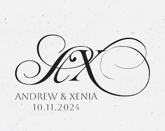 Custom Wedding Monogram Logo Design: Cursive Couple Initials