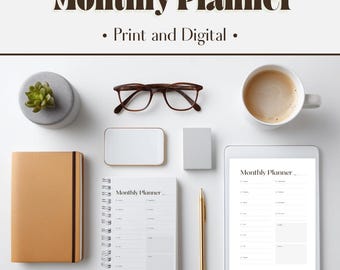 Minimalist Monthly Planner: Printable Calendar Template (Digital Download)