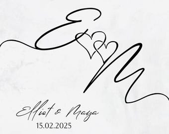 Custom Wedding Monogram Logo Design: Greek or Latin Letters