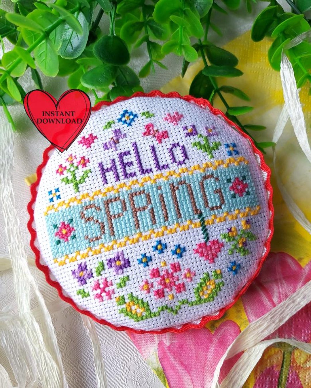 Hello Spring Cross Stitch Pattern PDF Small Flowers Counted Cross ...