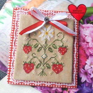 Summer Strawberry cross stitch pattern Kitchen Rustic Berry Decor Instant Download PDF