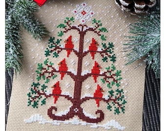 First Snow Winter Cardinals cross stitch pattern