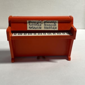 Dollhouse vintage Lundby piano 1970s orange