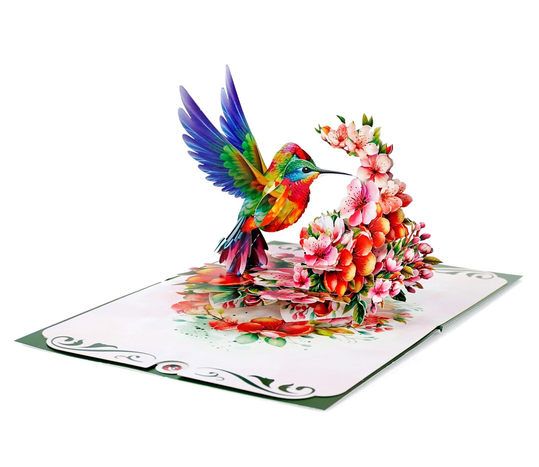 Handmade 3D Pop-up Hummingbird Card: for All Occasions. Includes Pull ...
