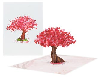 3D Love Heart Tree Pop-Up Card: Romantic Keepsake with Message Insert