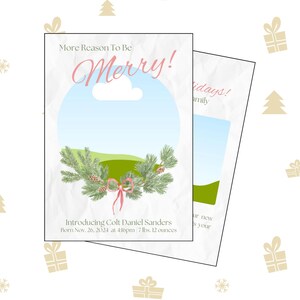 Mais motivos para ser um cartão de Natal feliz, primeiro anúncio de Natal do bebê recém-nascido, saudação de Natal personalizável para novos pais, Canva