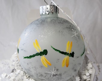 Yellow Dragonfly Christmas Ornament