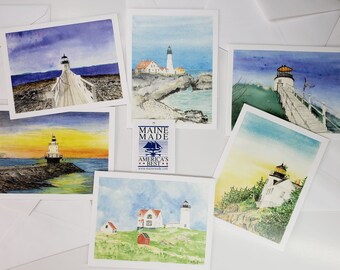 Maine Lighthouses Note Cards & envelopes, set of 6