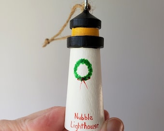 Nubble Lighthouse Christmas Ornament, York Maine, 3" tall