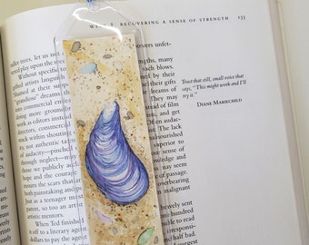 Maine Mussel Bookmark, watercolor original Artwork