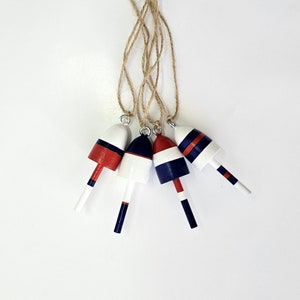 Lobster Buoy wedding party favors, Christmas Ornaments, navy, red, white, set of 4 image 5