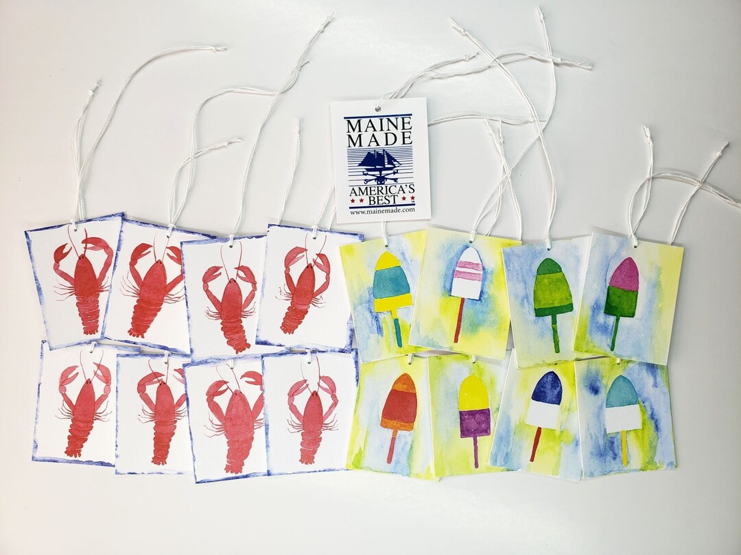 Lobsters and Buoys Gift Tags Set of 16 8 Lobsters 8 Buoys Etsy