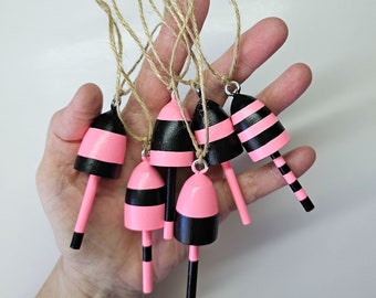 Lobster Buoy Party favors, pink and black, set of 6