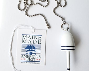 Lobster Buoy Light Pull: Nautical White & Navy Ceiling Fan Pull