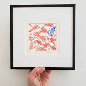 Maine Lobsters Red & Blue, watercolor original painting image 5