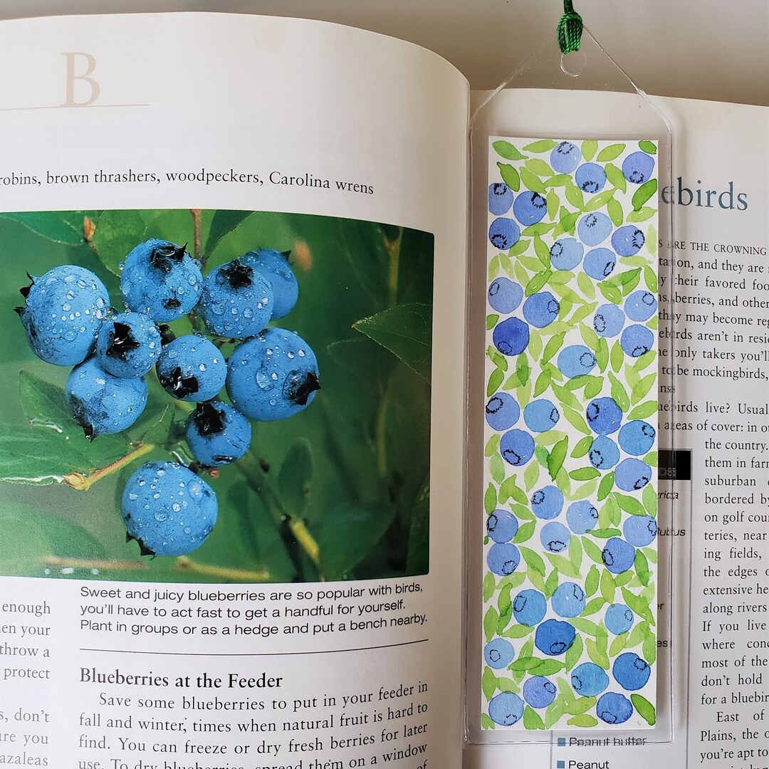 Blueberries Bookmark, Watercolor Original Artwork - Etsy