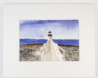 Marshall Point Lighthouse watercolor Fine Art Print (3 sizes available)