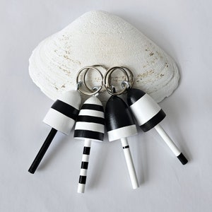 Lobster Buoy keychains, favors, black and white, set of 4 image 1