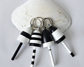 Lobster Buoy keychains, favors,  black and white, set of 4