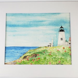 Pemaquid Point Lighthouse watercolor, Maine Lighthouse Fine Art Print 3 sizes available image 1