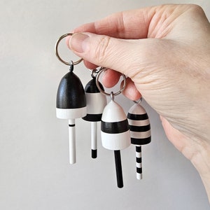 Lobster Buoy keychains, favors, black and white, set of 4 image 5