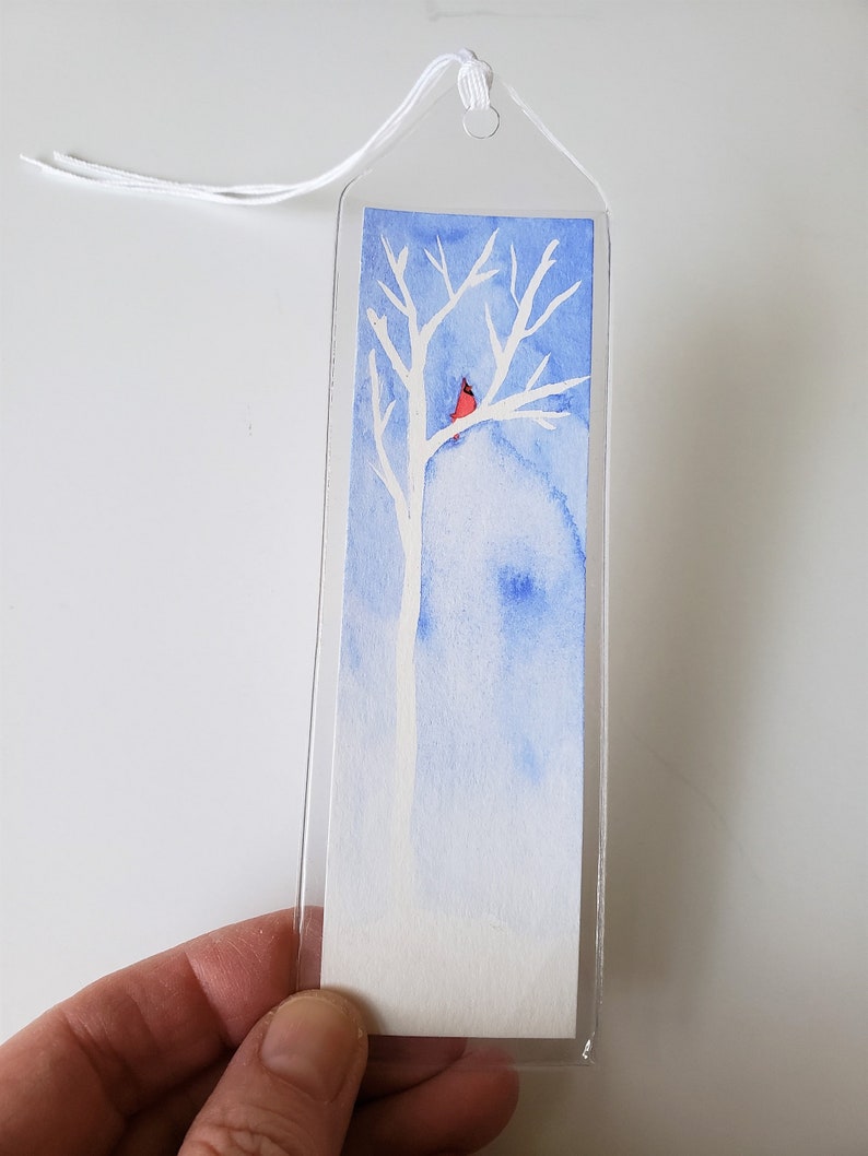 Cardinal Birch Tree Bookmark, Watercolor Original Artwork - Etsy