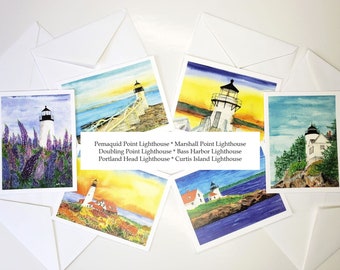 Maine Lighthouses Note Cards & envelopes, set of 6