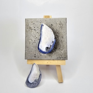 Maine Mussel Shell, Miniature Canvas Acrylic Painting