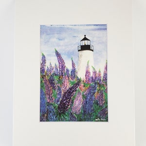 Lupines at Pemaquid Lighthouse, Maine Fine Art Print 3 sizes available image 2