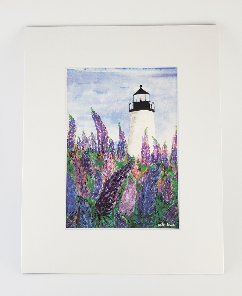 Lupines at Pemaquid Lighthouse, Maine Fine Art Print 3 sizes available image 2