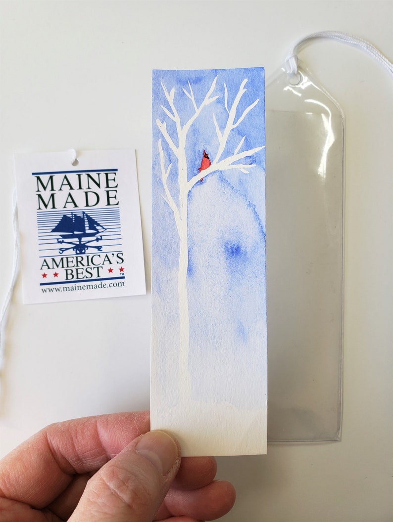Cardinal Birch Tree Bookmark, Watercolor Original Artwork - Etsy