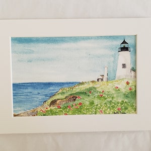 Pemaquid Point Lighthouse watercolor, Maine Lighthouse Fine Art Print 3 sizes available image 3