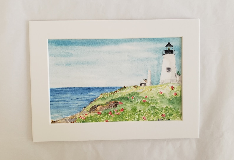 Pemaquid Point Lighthouse watercolor, Maine Lighthouse Fine Art Print 3 sizes available image 3