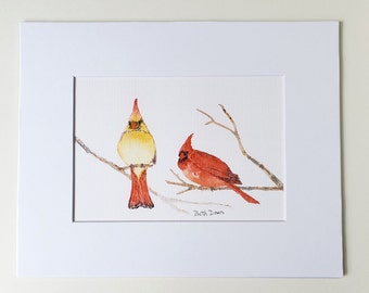 Cardinals watercolor Fine Art Print (3 print sizes available)