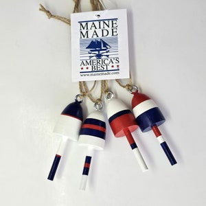 Lobster Buoy wedding party favors, Christmas Ornaments, navy, red, white, set of 4 image 6