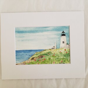 Pemaquid Point Lighthouse watercolor, Maine Lighthouse Fine Art Print 3 sizes available image 2