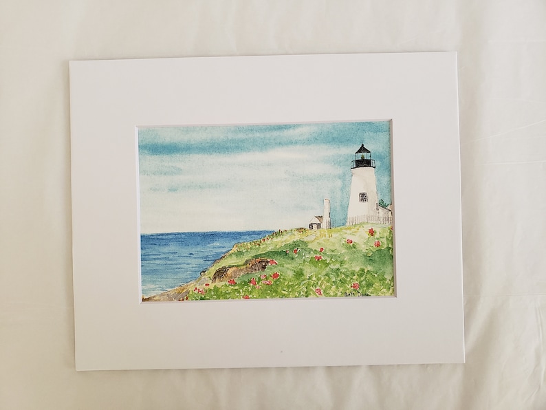 Pemaquid Point Lighthouse watercolor, Maine Lighthouse Fine Art Print 3 sizes available image 2