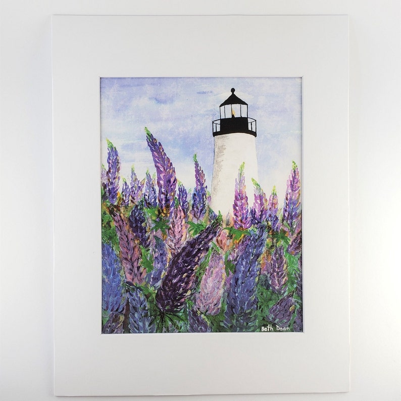 Lupines at Pemaquid Lighthouse, Maine Fine Art Print 3 sizes available image 1