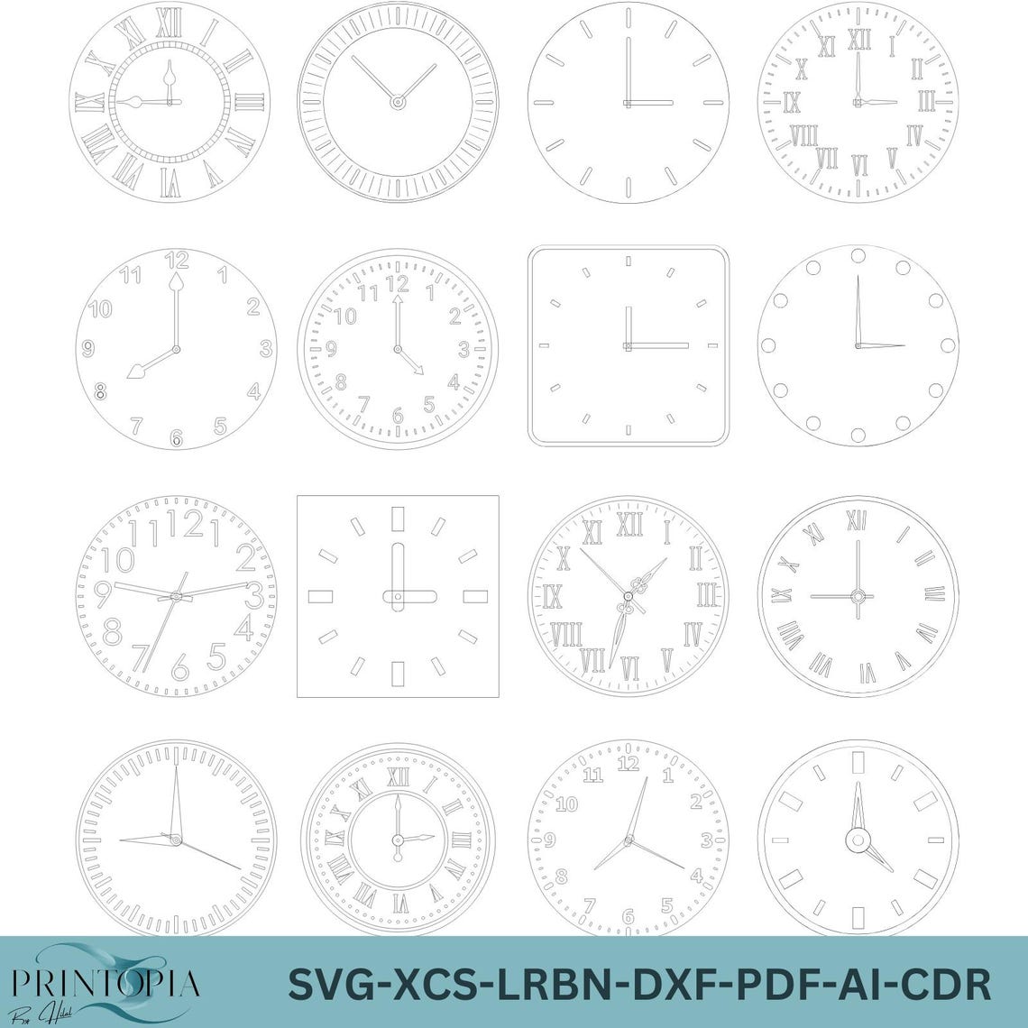 Clock Faces Vector Bundle With Hands, Cricut Files, Laser Cut SVG Files ...