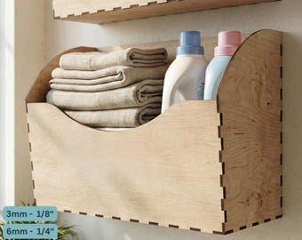 Wall Hanging Storage Box Laser Cut Template Wooden Organizer Shelf Digital 332