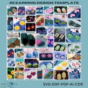 45 Creative Earring Design Templates - Perfect for Faux Leather and Laser Cutting Projects,Laser Cut Earring Patterns, 241