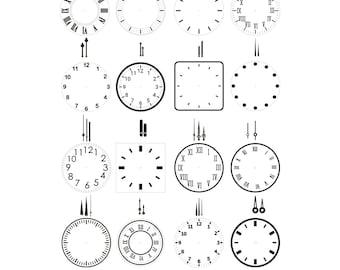 Clock Faces Vector Bundle with Hands, Cricut Files, Laser Cut SVG Files for Glowforge, Xtool Projects 300